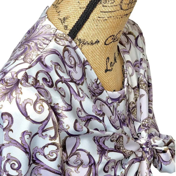 MARRY ME Vintage Women's Regal Shawl Satin Pencil Dress Size Medium Purple - Picture 6 of 15